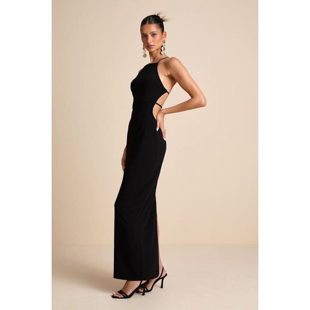 Lulus Annina Black Cutout Column Maxi Dress - Size L